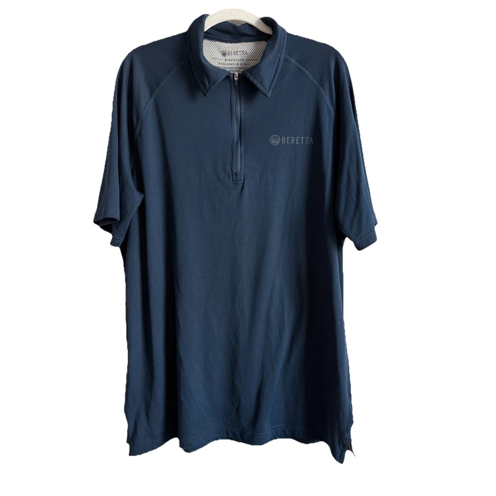 Beretta Polo Shirt Men's‎ Tech Corporate Navy Blue Short Sleeve Half Zip Size XL